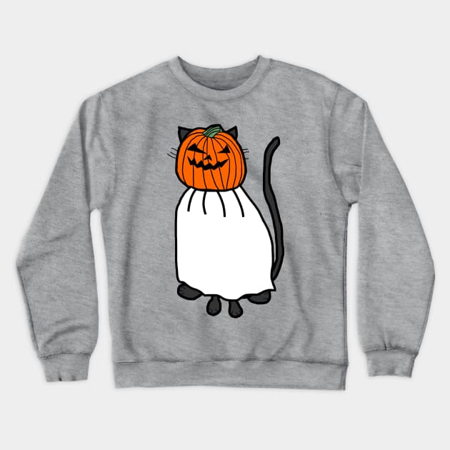 Cute Cat Wearing Halloween Horror Costume Crewneck Sweatshirt by ellenhenryart